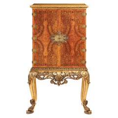 Fine Antique Walnut and Gilt Cabinet on Stand