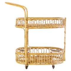 Midcentury Bamboo and Rattan Italian Bar Cart, 1960s