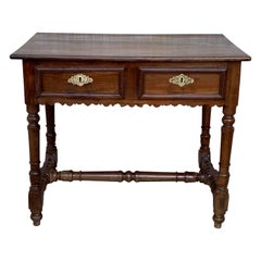 Early 20th Spanish Mobila Country Farm Desk with, Side Table or Butcher Block