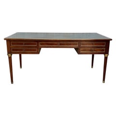 19th Rectangular Bouillotte Louis XVI Desk Table with Bronze Mounts