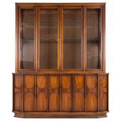 Vintage Kent Coffey Perspecta MCM Walnut and Rosewood China Cabinet Sideboard Buffet
