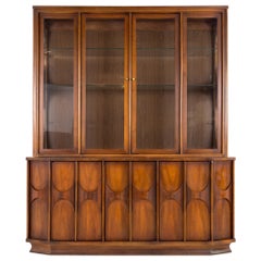 Vintage Kent Coffey Perspecta MCM Walnut and Rosewood China Cabinet Sideboard Buffet 