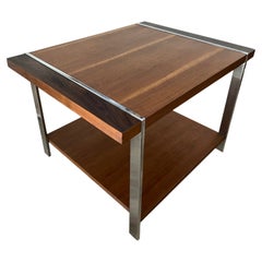 Walnut and Chrome Side Table by Lane Furniture