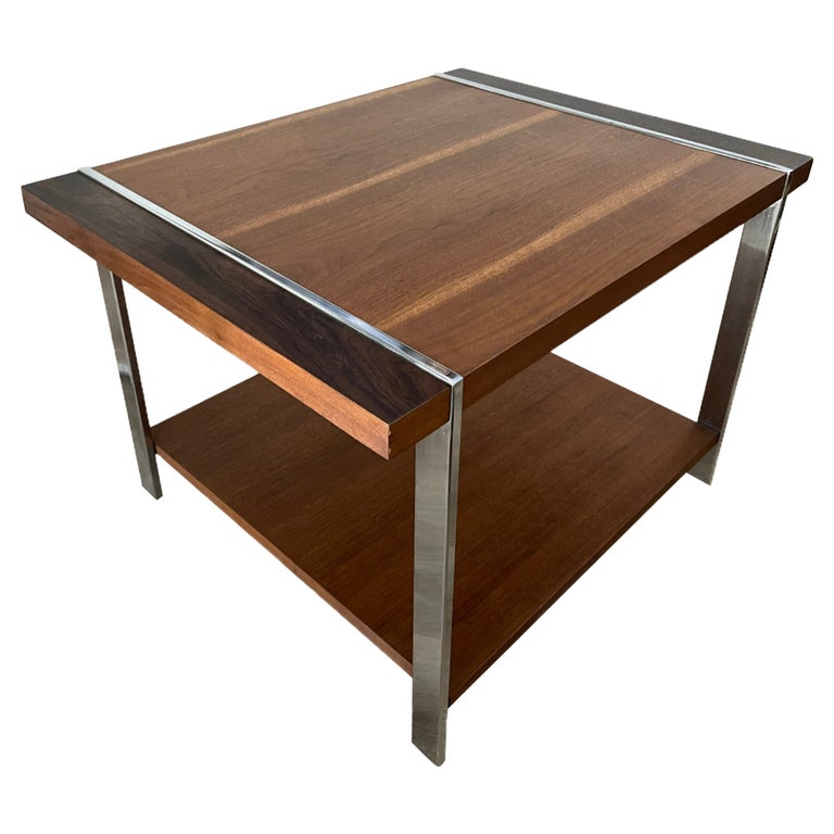 Walnut and Chrome Side Table by Lane Furniture For Sale at 1stDibs