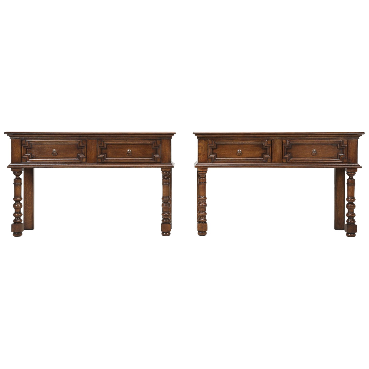 Pair Country English Console Tables Fabricated in House, Style William and Mary For Sale