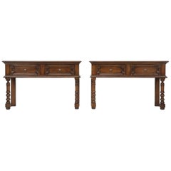 Pair Country English Console Tables Fabricated in House, Style William and Mary