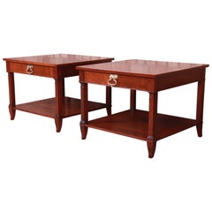 Mesillas de noche de caoba de la Regencia francesa de Baker Furniture, recién acabadas