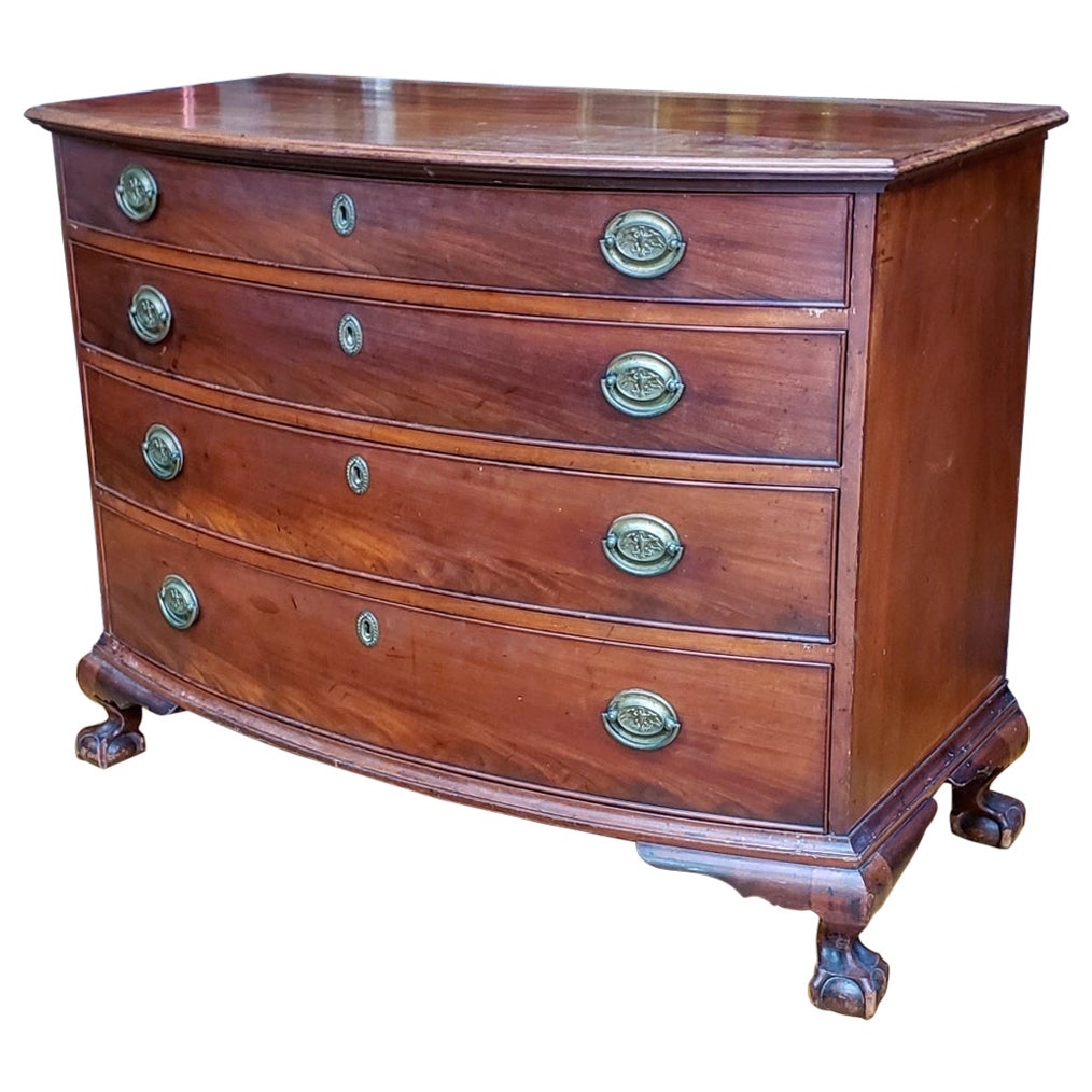 American Cherry Bow Front Graduated Chest of Drawers. Rhode Island