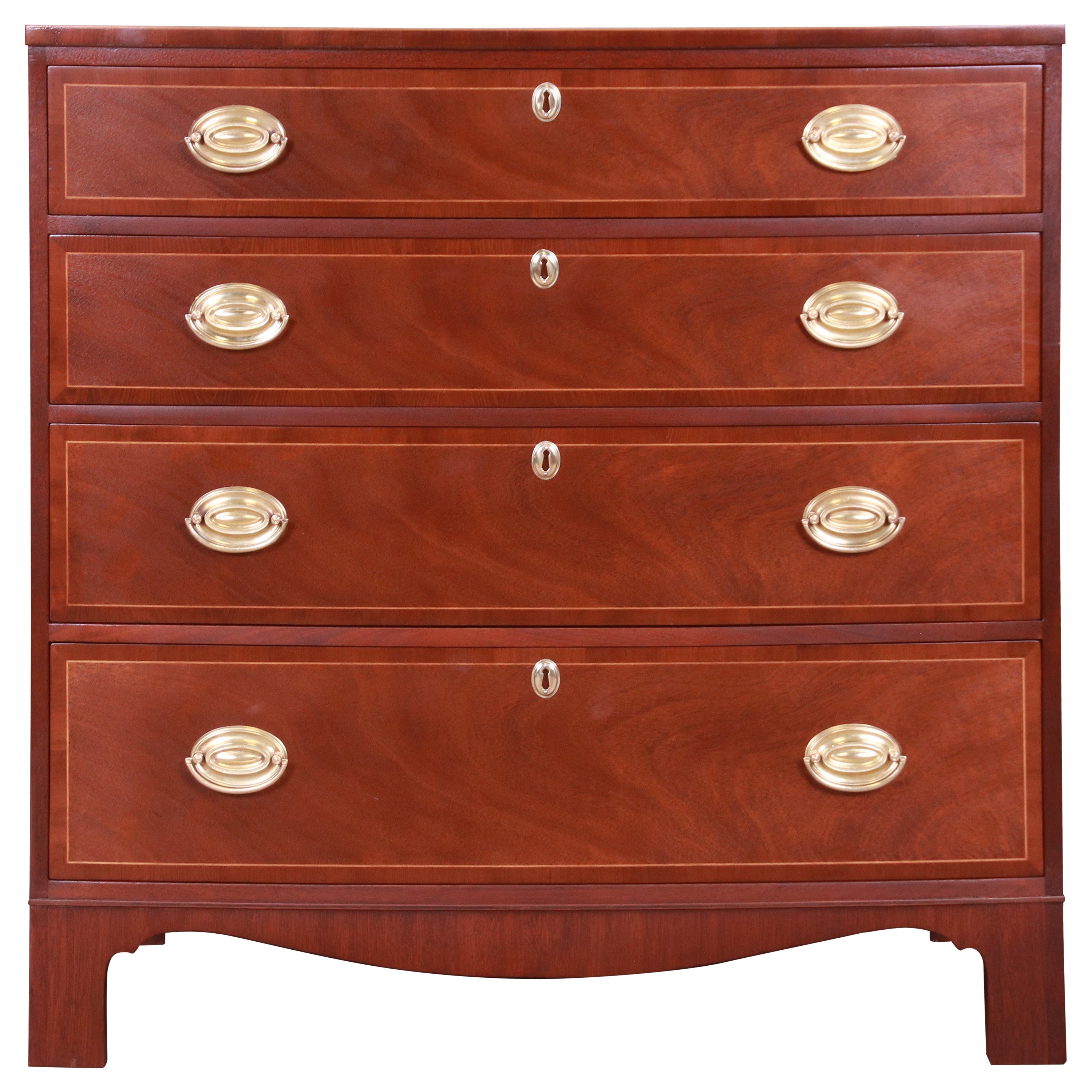 Baker Furniture Georgian Inlaid Mahogany Bachelor Chest, Newly Refinished