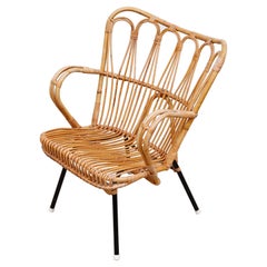 Mid-Century Bamboo Lounge Chair with Decorative Back