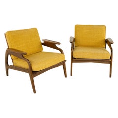 Adrian Pearsall for Craft Associates 1209C MCM Walnut Lounge Chairs, Pair