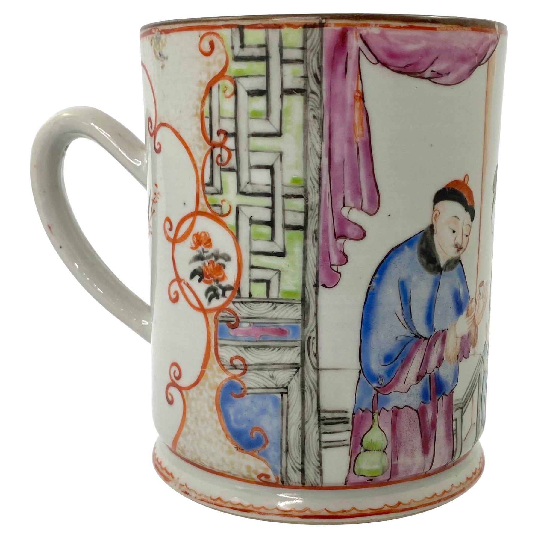 Chinese Porcelain Mug Famille Rose Decoration, c. 1760, Qianlong Period