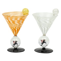 Vintage Cocktail Martini Glasses with Stirrers