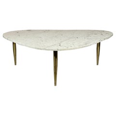 Unusual Italian Marble Table with Brass Legs