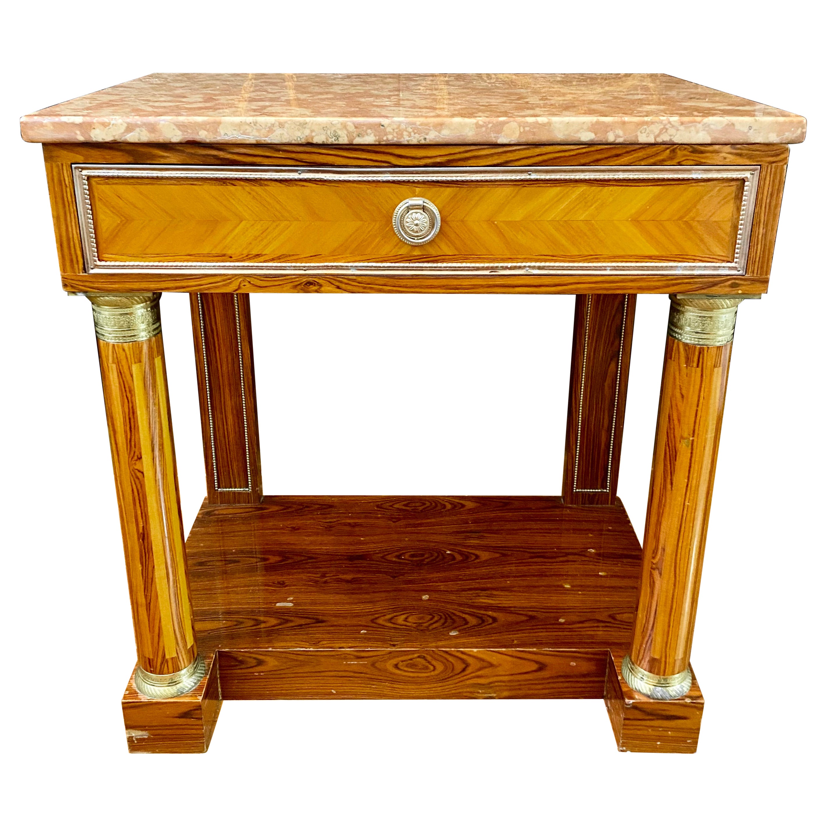 Empire Style Marble-Top Nightstand or Console For Sale
