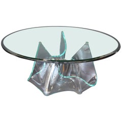 Table centrale en verre italienne faite à la main, années 1970