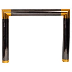 Gun Metal and Polished Brass Fire Place Mantel by Karl Springer