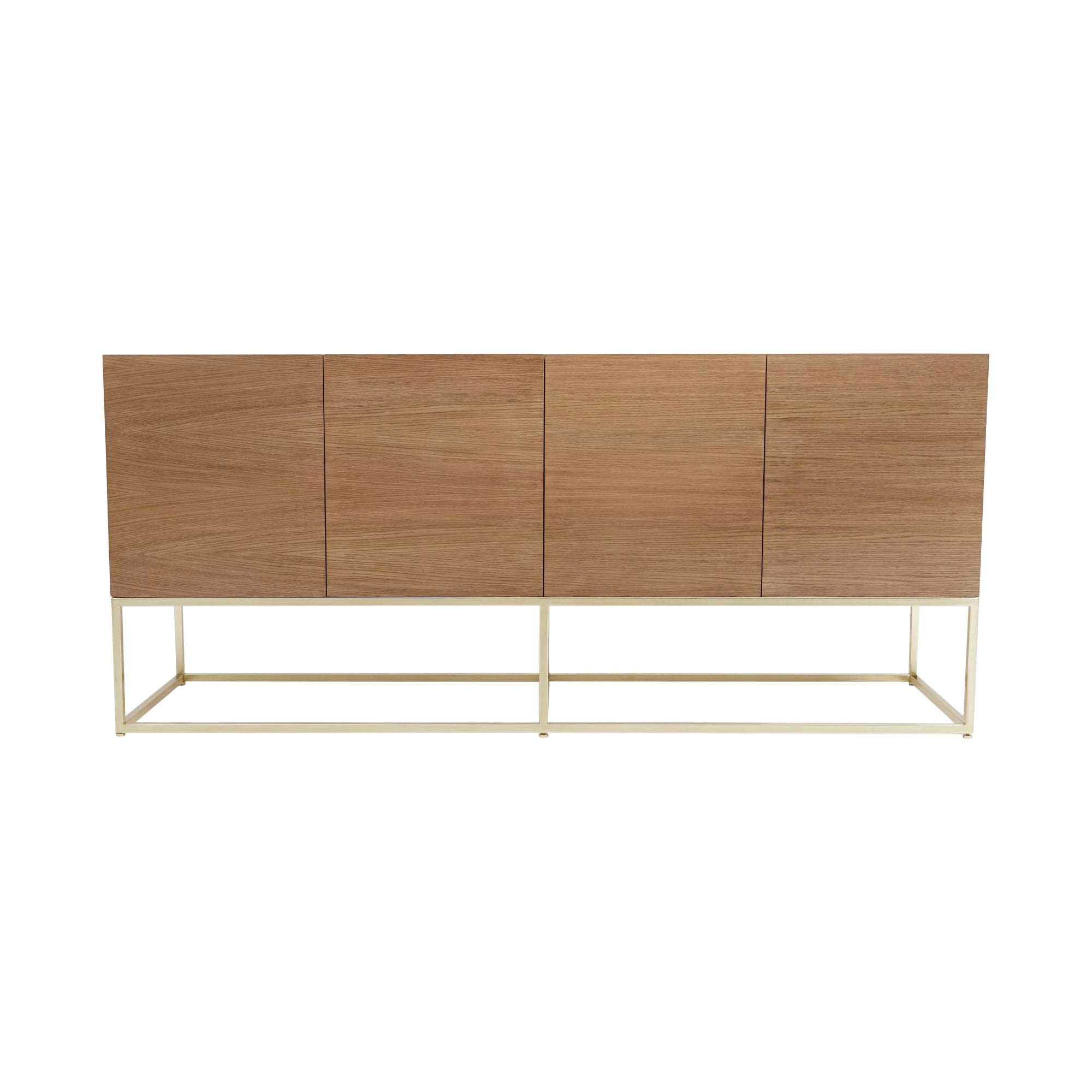 Oak and Brass Thin Frame Cabinet by Lawson-Fenning