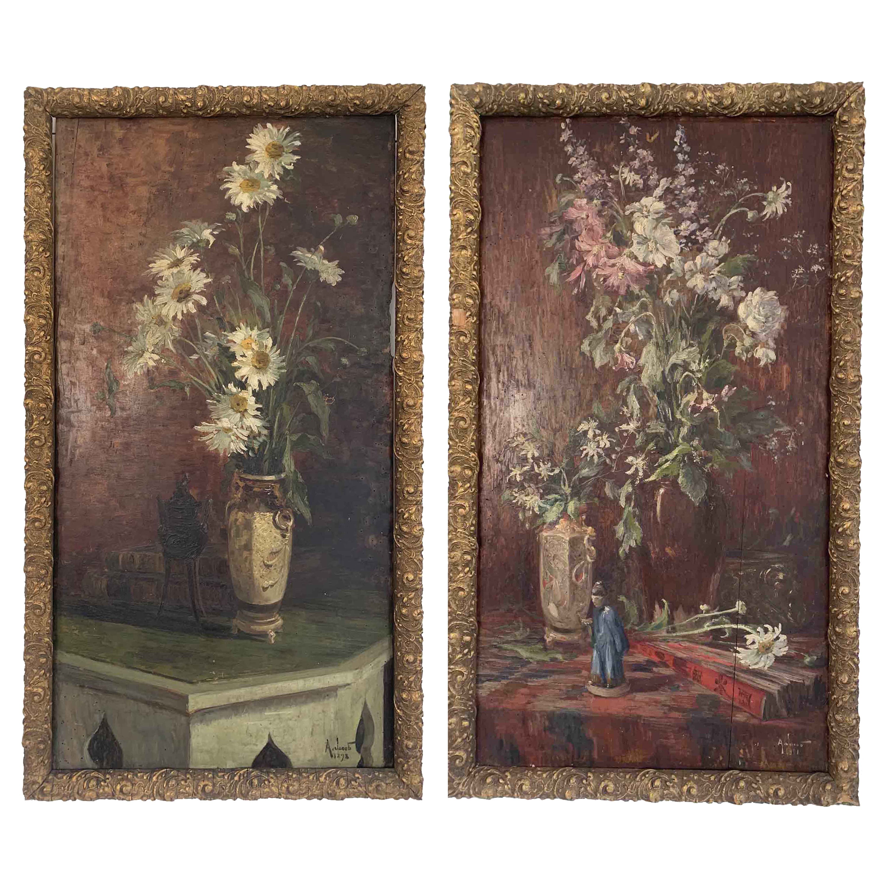 Set of Oil on Panels of Jacob Alexandre For Sale
