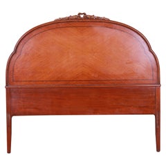 Antique French Louis XVI Satinwood and Mahogany Full Size Headboard by Saginaw