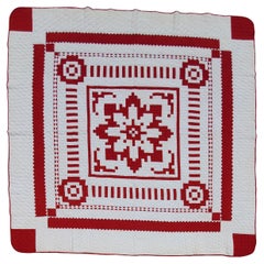 19thc Red & White Geometric Quilt