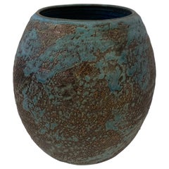 Blue Stoneware Vase by American Artist Peter Speliopoulos, U.S.A., Contemporary