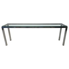 Chrome / Glass Console / Sofa Table in the style of Pace 