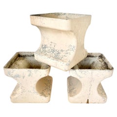 Set of 3 Sculptural Willy Guhl Concrete Planters