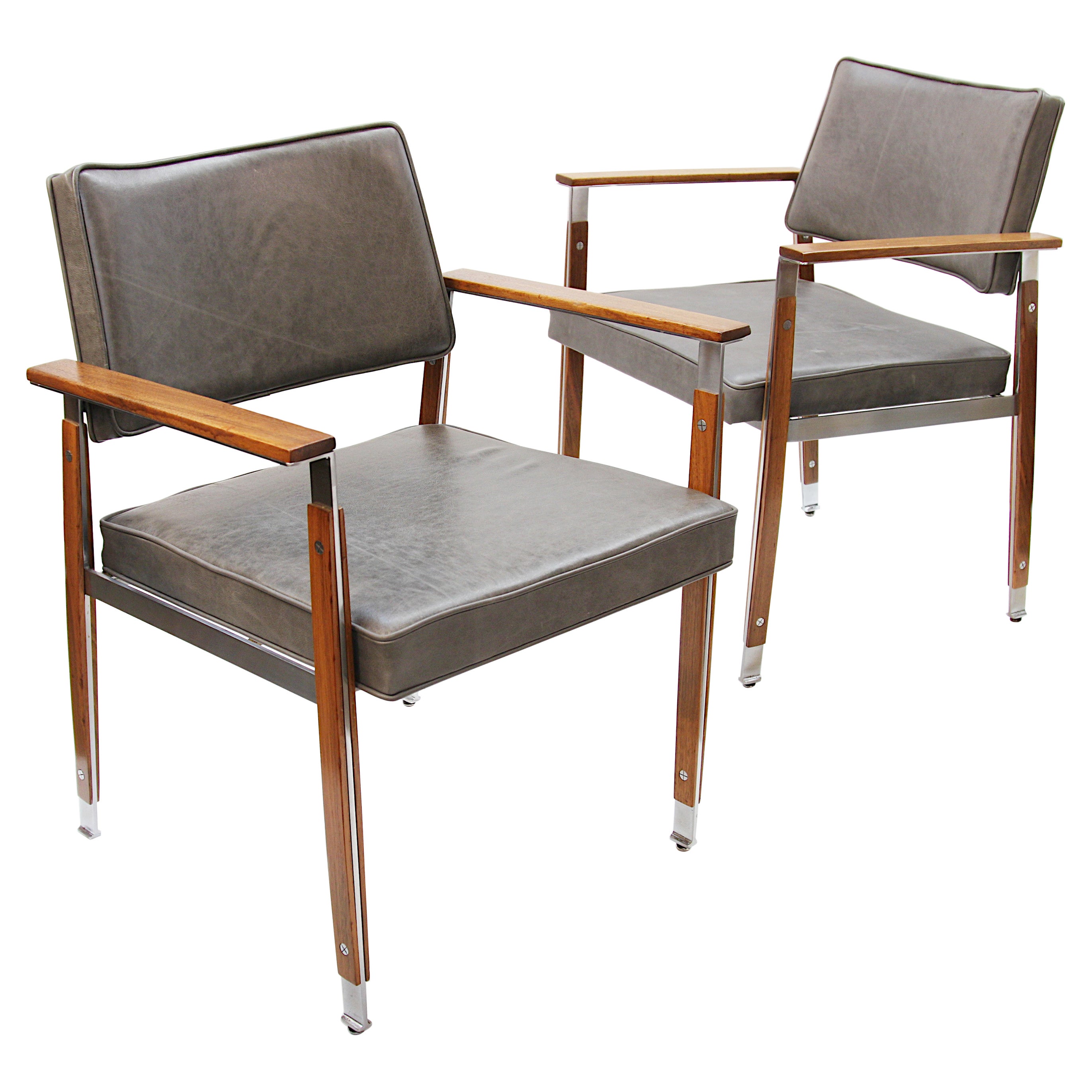 Paire de chaises d'appoint modernes du milieu du siècle dernier par William B Sklaroff pour Robert John