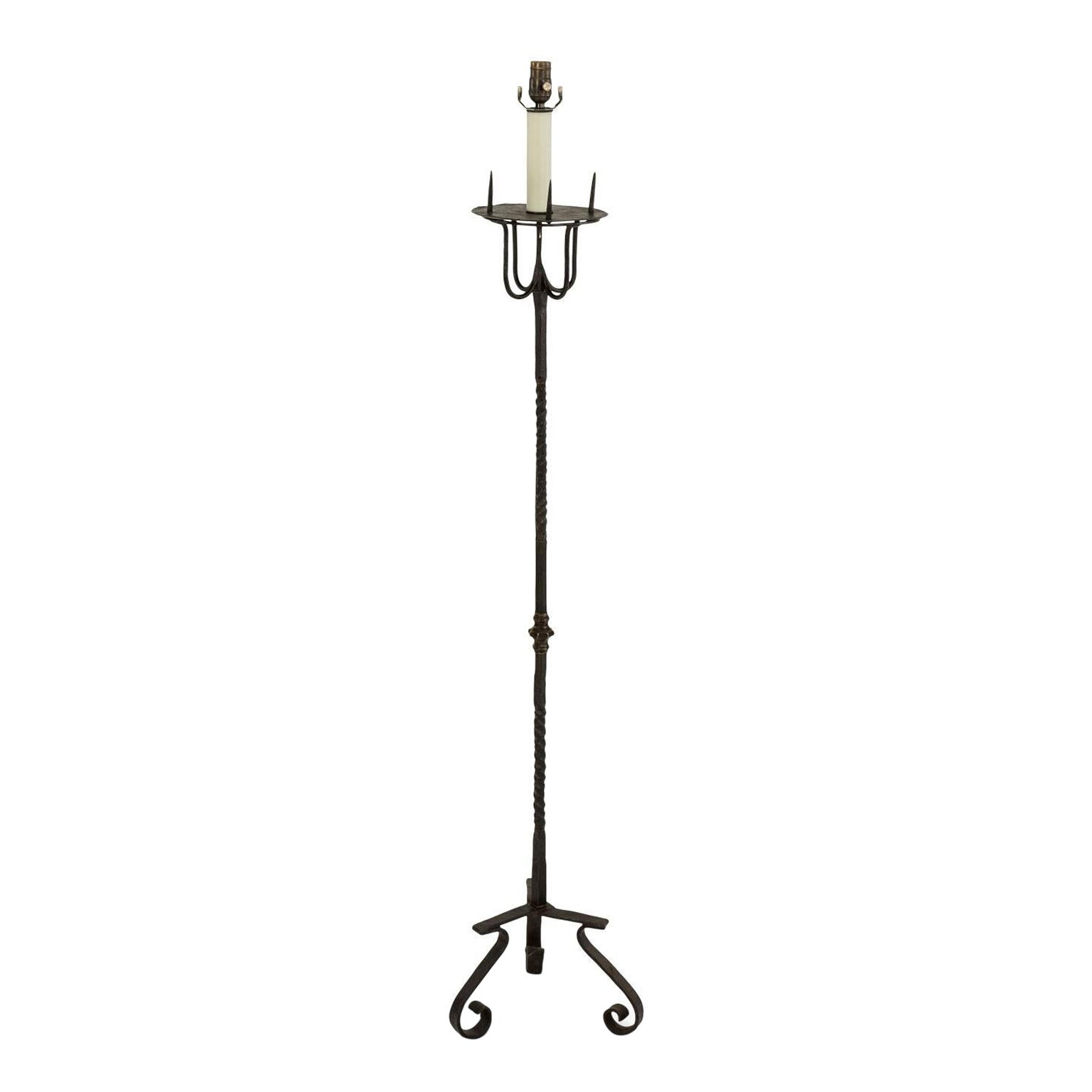 Hand-Forged Iron Floor Lamp For Sale