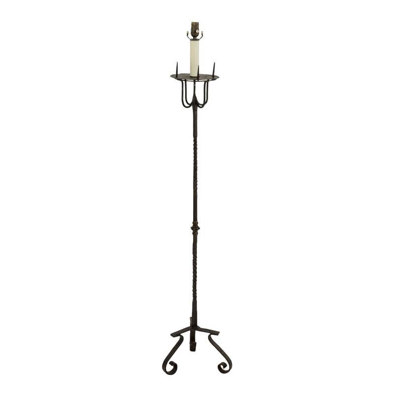 Erwin Gruen Hand-Forged Wrought Iron Gilded Torchere Floor Lamp For ...