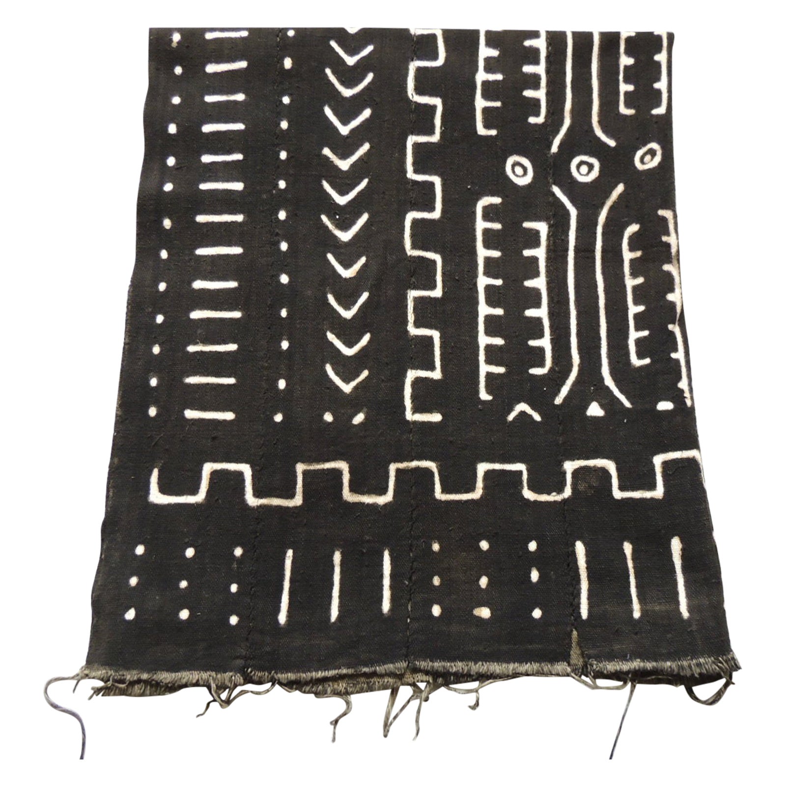 Vintage Graphic Bogolanfini African Mud Cloth Artisanal Panel