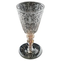 Antique Engraved Wine Glass, Silesia, C1725