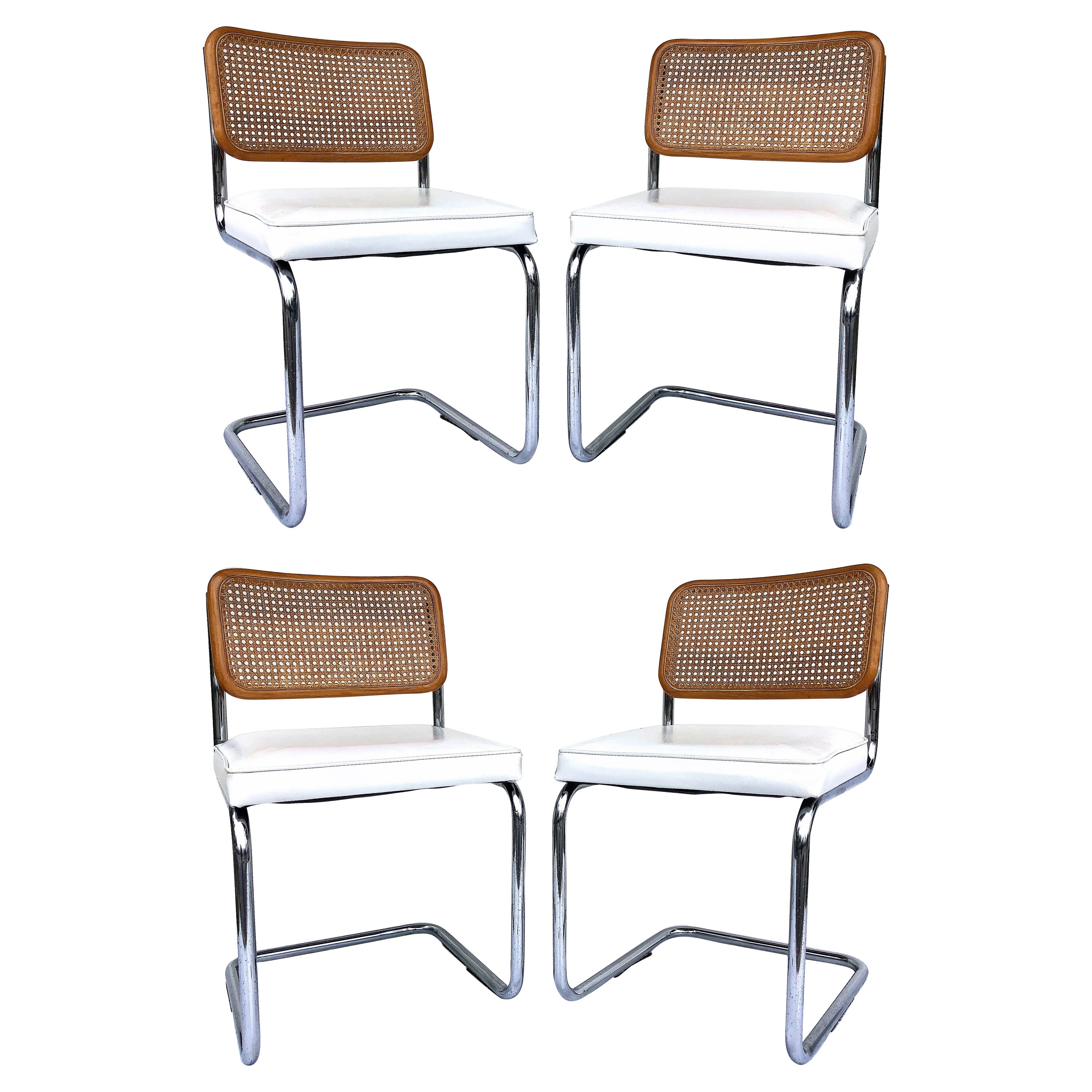 Original 1970s Marcel Breuer Caned Cesca Dining Chairs, Set of 4