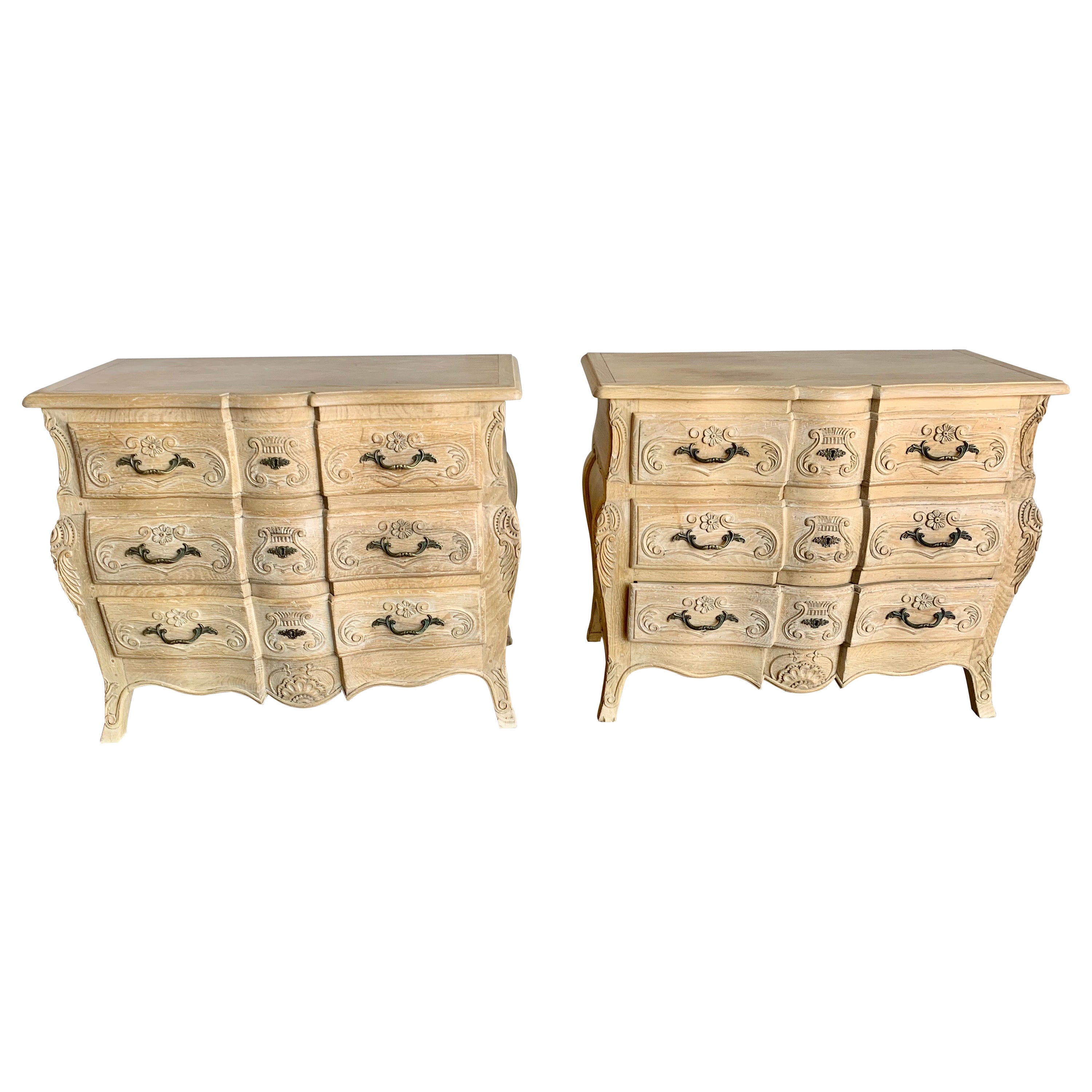 Pair of French Bleached Chest of Drawers, Mid 20th Century