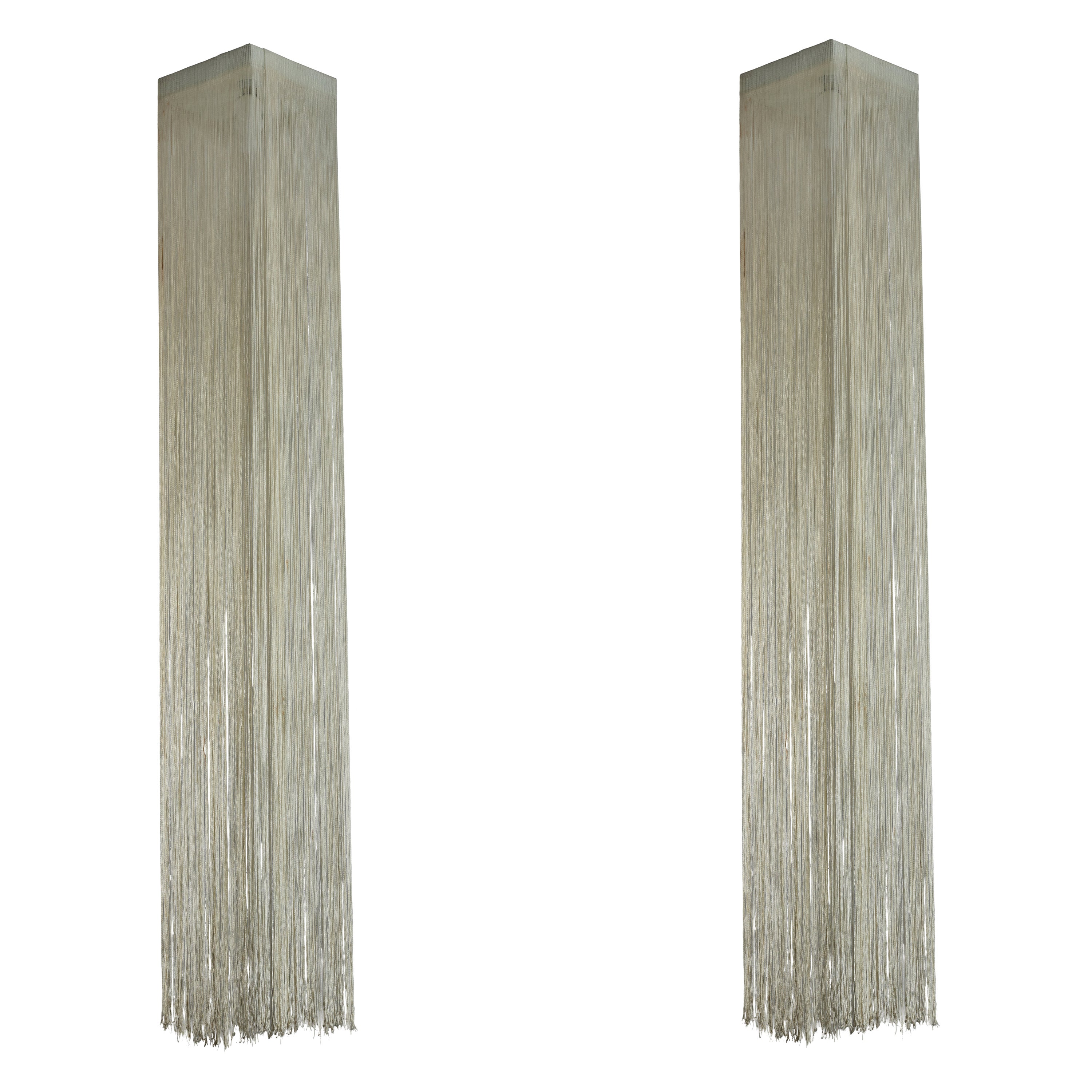 Ceiling Light by Mariyo Yagi and Studio Simon for Sirrah. Designed in Italy, 1976. Manufactured by Sirrah. Silk fringe, painted metal. Wired for U.S. junction boxes. We recommend three E27 60w maximum bulbs. Bulbs not included.  Literature: Virgilio