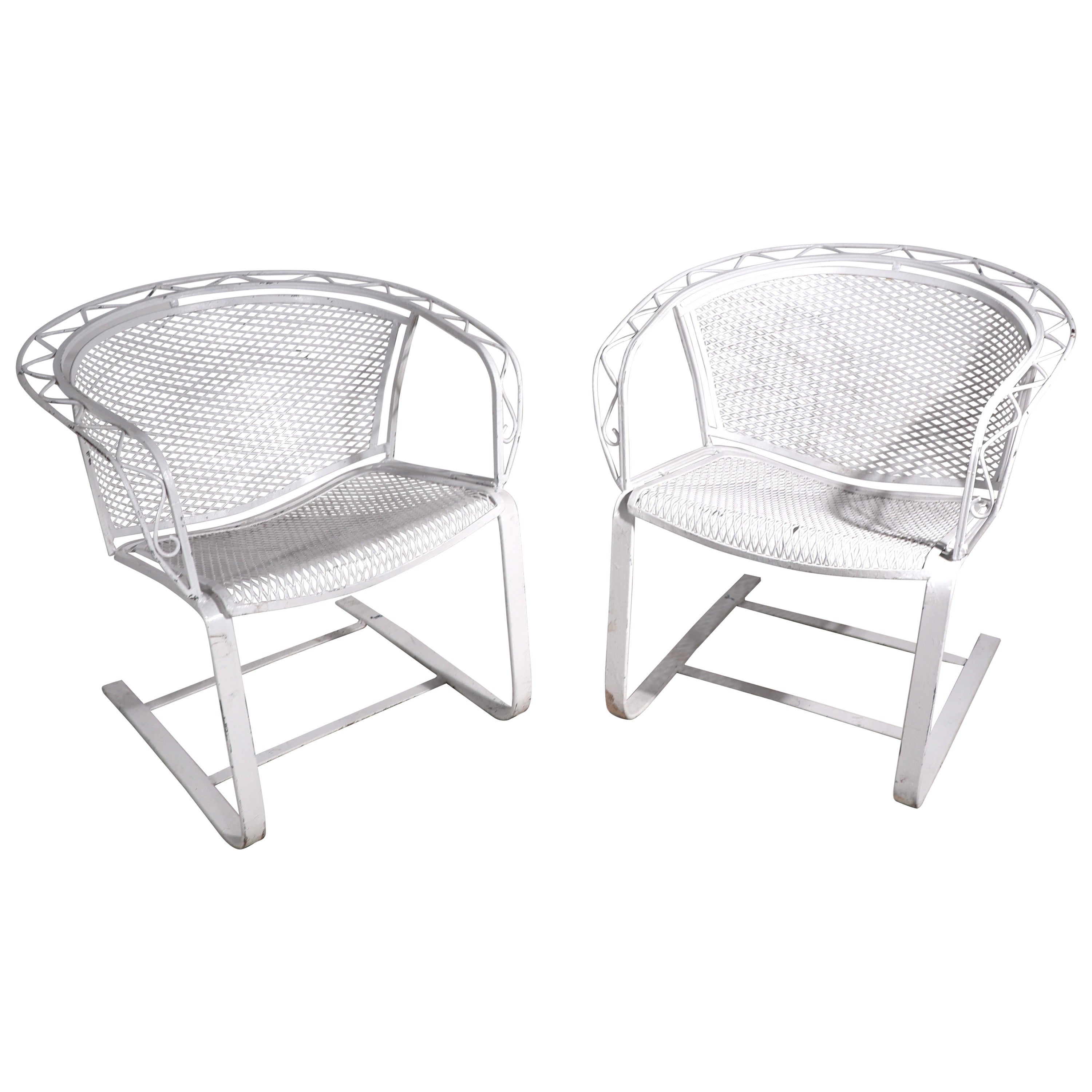 Pr Cantilevered Garden Patio Poolside Chairs by Salterini 