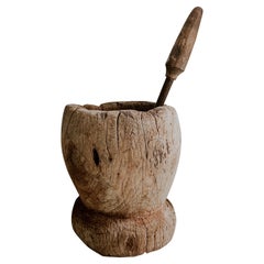 Cedar Wood Coffee Mortar From Mexico, Circa 1930's