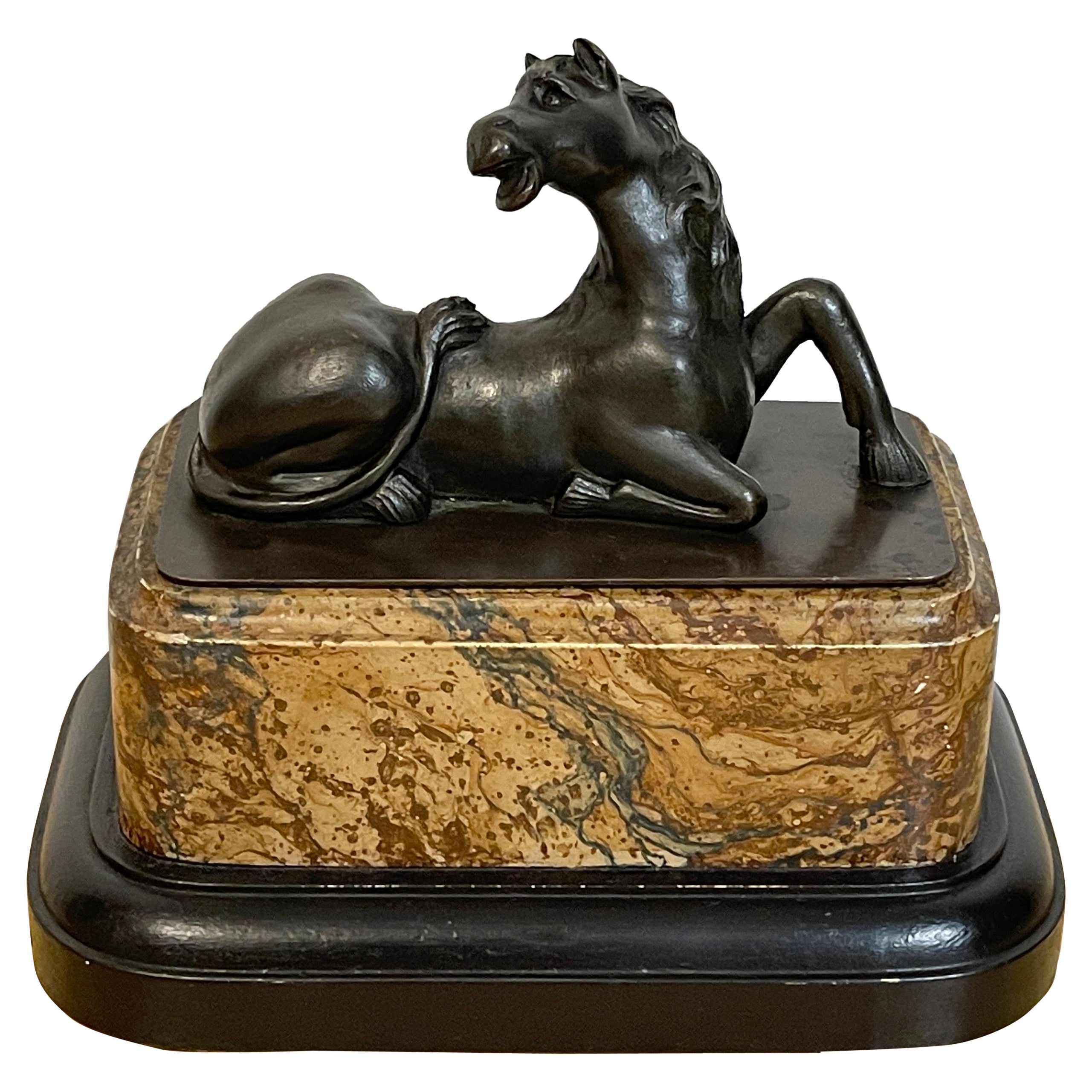 Grand Tour Bronze Model of a Recumbent Horse For Sale