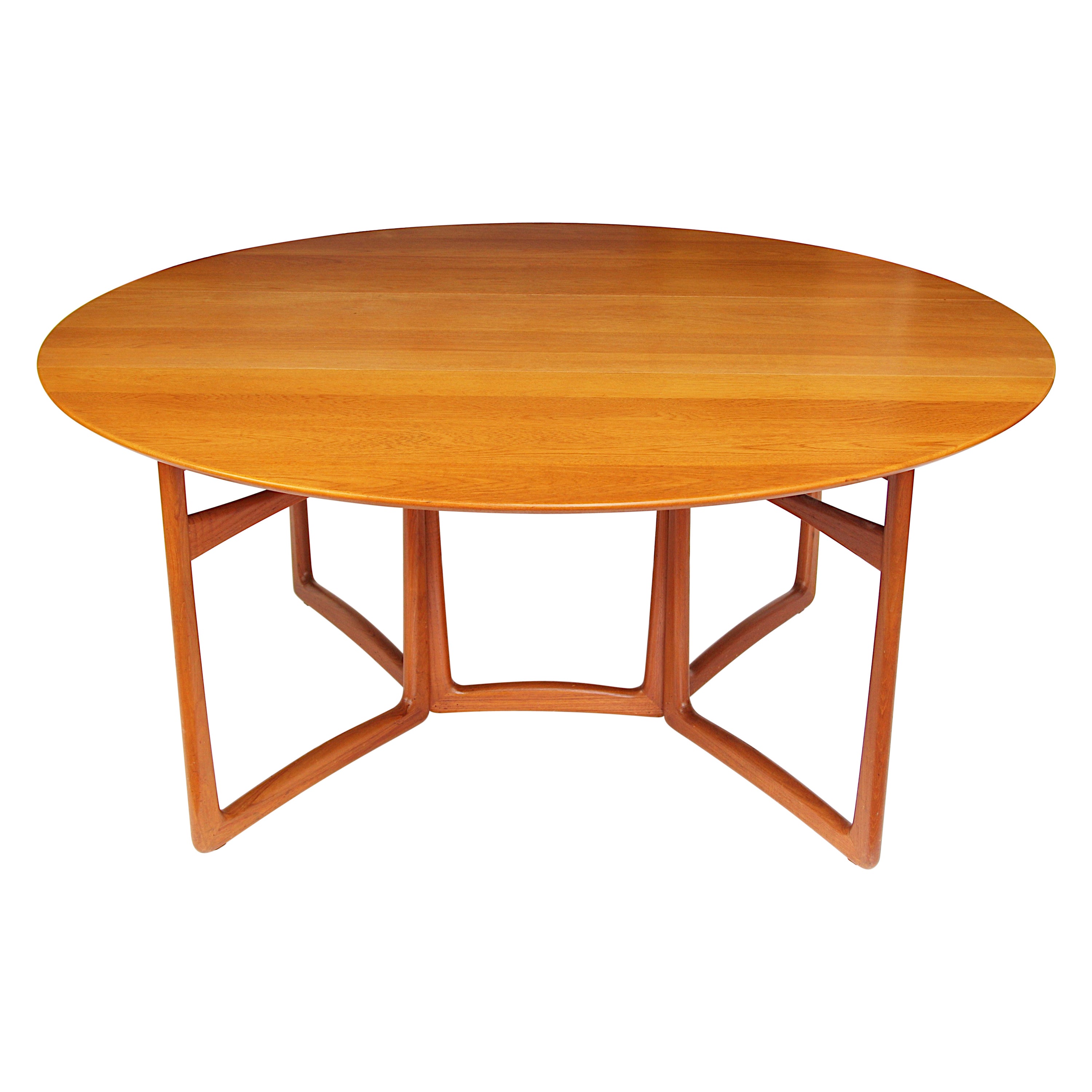 Danish Modern Drop-Leaf Oval Teak Dining Table by Peter Hvidt for France & Son