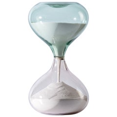 Clessidra Hourglass in Green River & Powder Pink Glass by Venini