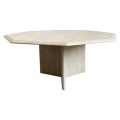 Mid-Century Modern Octagonal Travertine Stone Coffee Table, Italy, 1970s