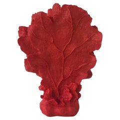 Hand-Sculpted Pate-de-Verre Glass Coral in Red
