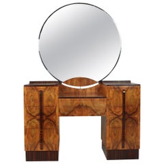 French Art Deco Dressing Table Walnut and Macassar, c1930