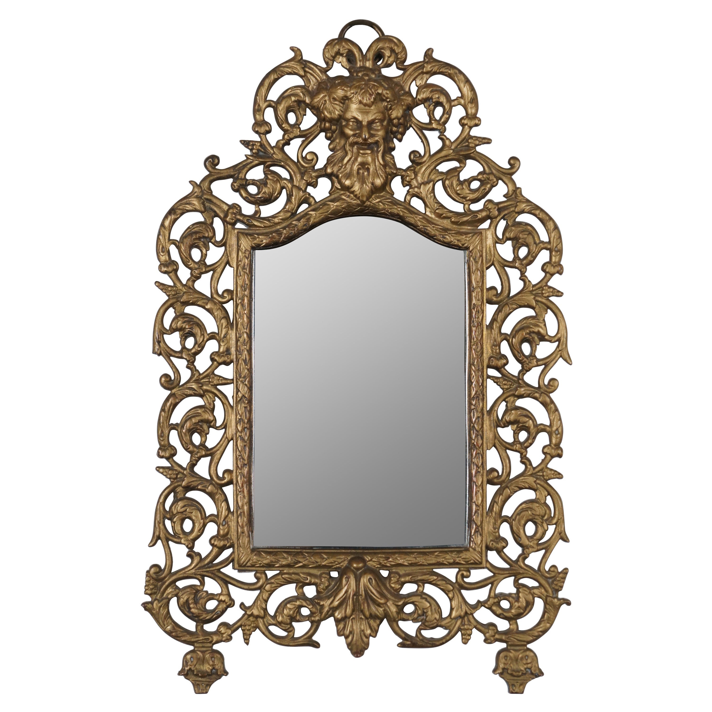 Antique Bradley & Hubbard Gilded Cast Iron Wall Vanity Mirror Bacchus