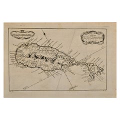 Isla de San Cristóbal: Un mapa coloreado a mano del siglo XVIII por Bellin