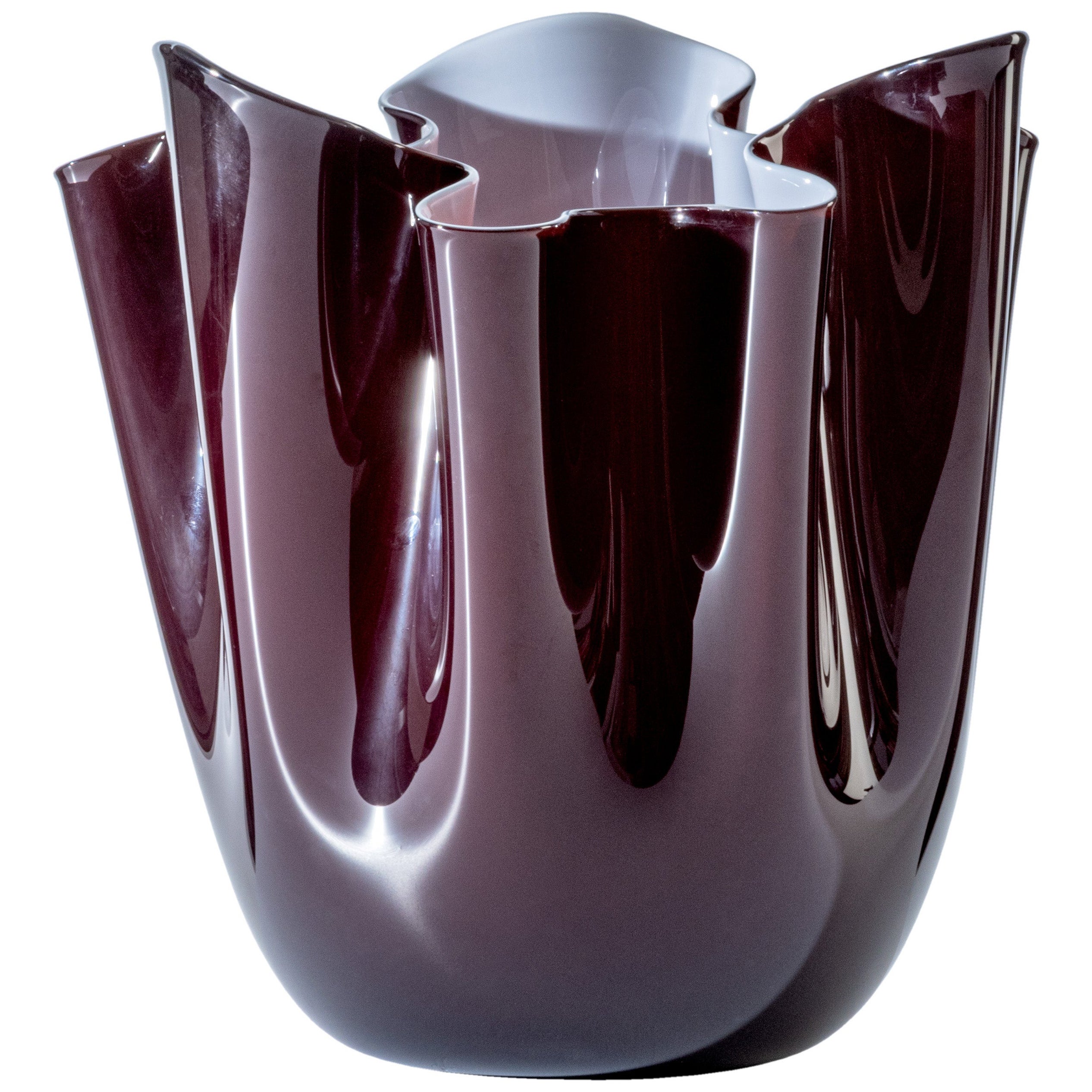 Fazzoletto Bicolore Large Vase in Ox Blood Red & Cipria Pink For Sale