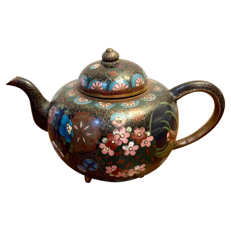 Unusual Antique Miniature Japanese Cloisonne Teapot For Sale at 1stDibs