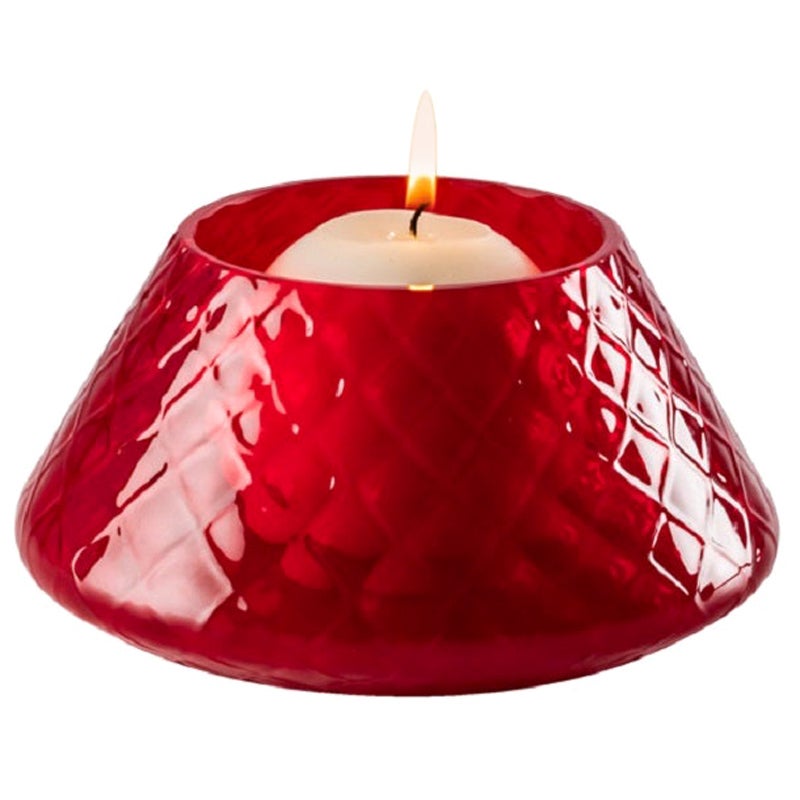 Kerzenhalter aus durchscheinendem rotem Ballotonglas von Venini im Angebot
