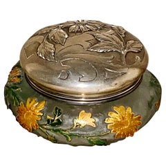 Daum Cameo Glass Bowl with Silver Cover